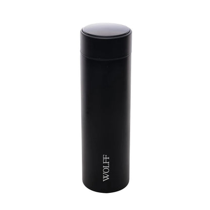 Garrafa Térmica Aço Inox Termômetro em LED Preta 500ml Wolff