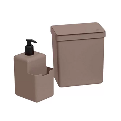 Kit Organizador Pia Cozinha Com Escorredor Coza 4Pçs Cinza