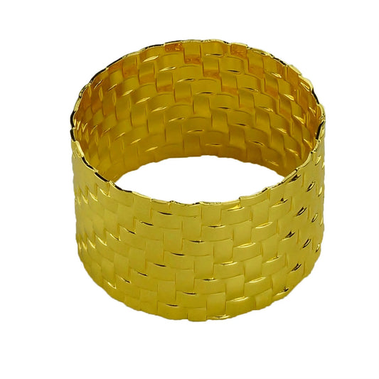 Conj 4 Anéis Guardanapos Metal Trançado Dourado 5x3cm Wolff