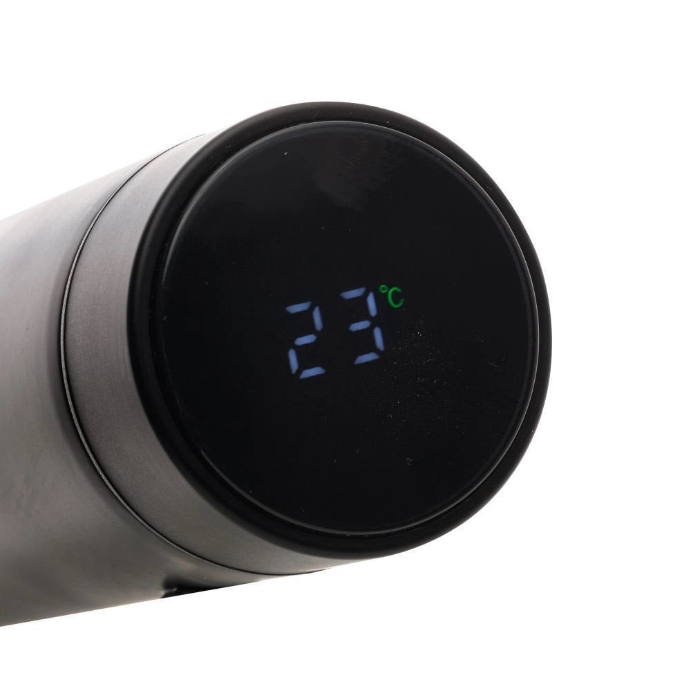 Garrafa Térmica Aço Inox Termômetro em LED Preta 500ml Wolff