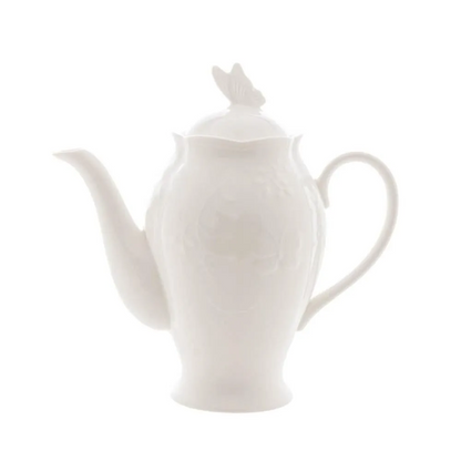 Bule Lyor De Porcelana Butterfly Flower 1L Branco