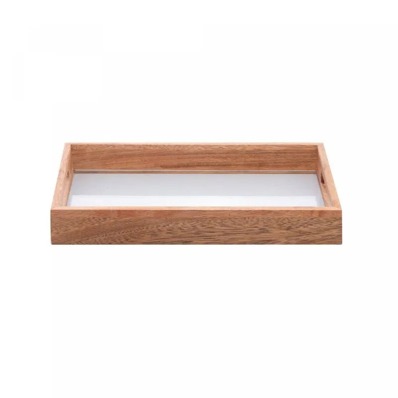 Bandeja Woordart de Cerejeira com Vidro 38CM X 23CM X 5CM