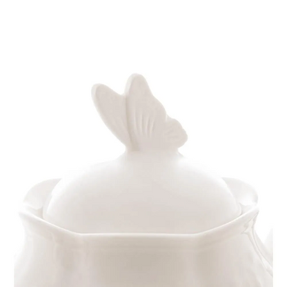Bule Lyor De Porcelana Butterfly Flower 1L Branco