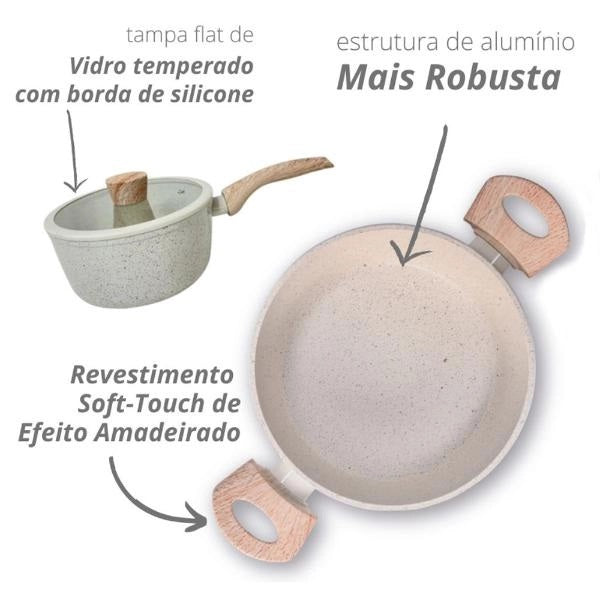 Conj Panelas Brinox Sirius 4 Peças  Fundo Indução Vanilla