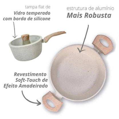 Conj Panelas Brinox Sirius 4 Peças  Fundo Indução Vanilla
