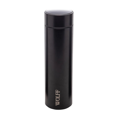 Garrafa Térmica Aço Inox Termômetro em LED Preta 500ml Wolff