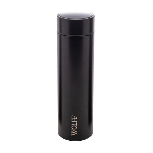 Garrafa Térmica Aço Inox Termômetro em LED Preta 500ml Wolff