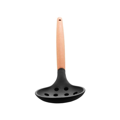 Escumadeira silicone cabo de bambu charmy Preto 31,5cm LYOR