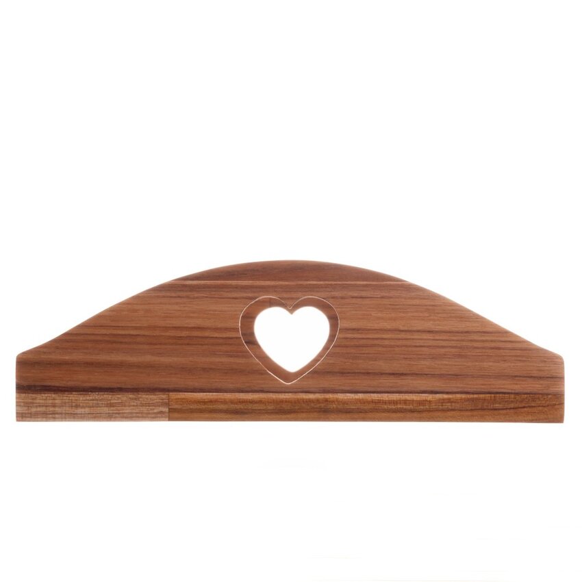 Bandeja Woodart Madeira c/ Espelho Coração Teca Black